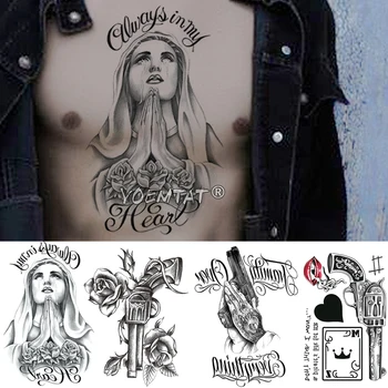 Imádkozó Angyal Kar Ideiglenes Tetoválás Matrica Fegyvert Rózsa Virág Vízálló Tatto Szeretet, Béke Body Art Hamis Tetoválás Férfiak Nők