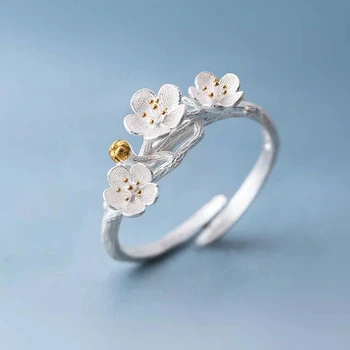 Új Érkezés Elegáns Szilva Virág Gyűrű A Nők Állítható Méret Ujj Gyűrű Divat Ékszerek