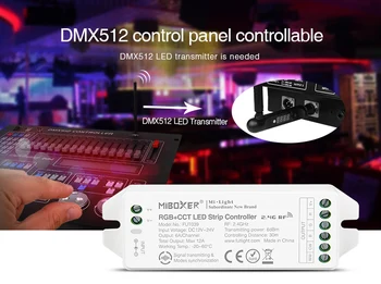 DC12V~24V FUT039 Korszerűsített 2,4 GHz-es RGB+CCT LED Szalag RGB Vezérlő 2,4 GHZ RF Távoli Hang, DMX-DMX512 Vezérlés LED Szalag