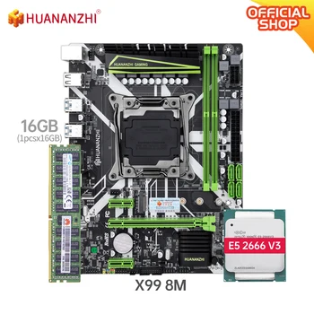 HUANANZHI X99 8M X99 Alaplap Intel XEON E5 2666 V3 1*16G DDR4 RECC memória combo kit meghatározott NVME SATA3.0 USB3.0