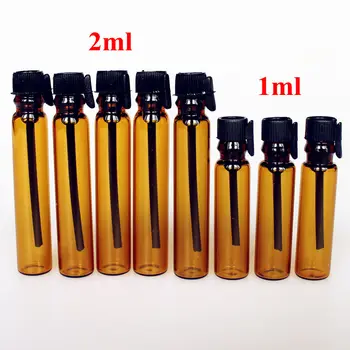 100/sok 1ML 2ML Amber üveg parfümös üveg üres cső üveg 1cc 2cc minta vizsgálati üveg üveg cseppentő barna üveg