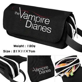 Az Anime A vampire Diaries tolltartó Fekete Rajzfilm Make up Kozmetikai Táska Diák Írószer Multi-function flip Táskák