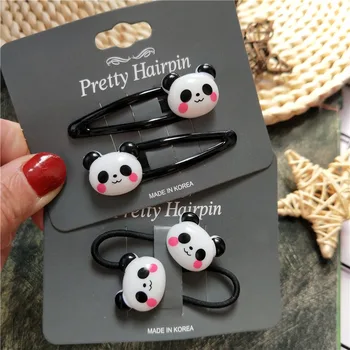 2DB Lányok Cuki Panda BB Haj Klipek Rajzfilm Gyerekeknek Hajtűket Gyermekek Fejfedőt Baba Klipek Rugalmas Haj Zenekarok Lányok, Haj Tartozékok