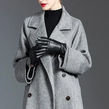 Női luxus koreai halszálkás gyapjú kabát hossza vékony kétoldalas kasmír kevert kétsoros gyapjú kabát Őszi 20401