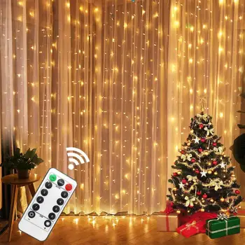 Új év garland Led függöny Garland Girland Lámpa Távirányító USB Függöny String Fények, Karácsonyi Dekoráció Otthon
