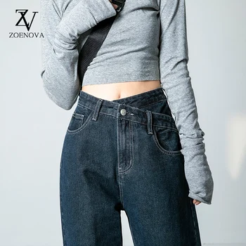 ZOENOVA Retro Jeans Női Harajuku Vintage Kék Fekete Bő Street Style Főiskola Tizenéves Streetwear Laza Divat, Női Nadrág
