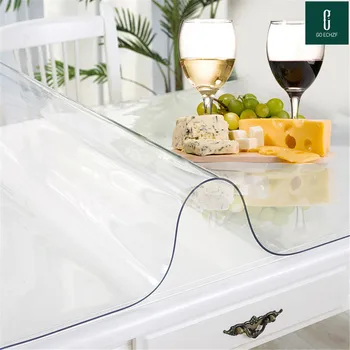A 2 mm-es PVC Terítő Átlátszó terítő Vízálló PVC Étkező Asztal Borító Szőnyeg Puha Üveg Ruhával Téglalap alakú Asztal