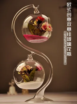 Kettős Üveg gömb Alakú Vázát, Mikro Terrárium Támogatás Állni Lóg Váza Üveg Növény, Virág Terrárium Konténer Ajándékok