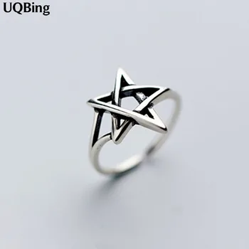 Ingyenes Szállítás 925 Sterling Ezüst Retro Star Gyűrűk Nők Ajándék Ujj Gyűrű