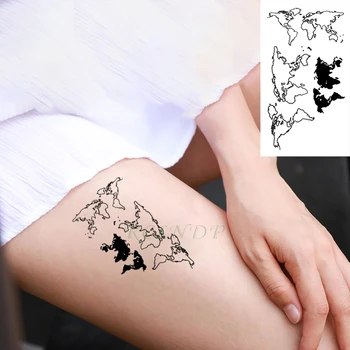 Vízálló Ideiglenes Tetoválás Matricák Térkép a világ hamis Tatto Flash Tetoválás Tatouage Body Art Kezed Lábad Lány, Nők, Férfiak