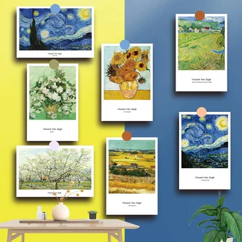 15 Db/készlet Dekoratív Kártyák, Matisse, Van Gogh Festmény Kártyák Diák Írószerek Matrica Művészek, Üdvözlőlapok, Képeslapok