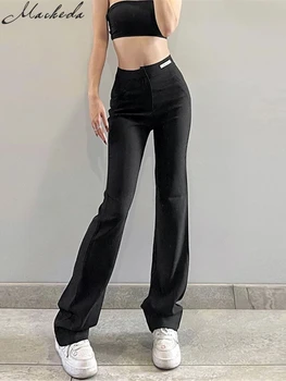 Macheda Esik Fekete Slim egyenes nadrág Hivatal ingázás nadrág Vékony mutatják, Hosszú lábak szűk derék, lift csípő női nadrág gyűjtemény
