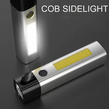 Cob Oldalon Lámpa Zseblámpa, Háztartási Hordozható Külső USB-s Újratölthető, Nagy teljesítményű Vakító Mini Vízálló Elemlámpa