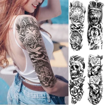 Ideiglenes tetoválás Vízálló Matricák Hamis Nők, Illetve Férfiak Teljes Kar Nagy Matricák Tatto halálfalók Ujja Flash таngs Állatok