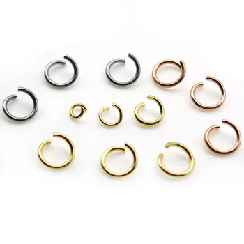100/sok 1mm Vastag Rose Gold Rozsdamentes Acél DIY Ékszerek Megállapítások Nyitott Egységes Hurkok Ugrás a Gyűrűk & Osztott Gyűrű Ékszer készítés