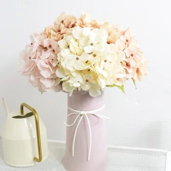 Fehér Hortenzia művirágok Selyem Esküvői lakberendezési Luxus Hamis Virág Ág Fal Hátteret Váza Kiegészítők