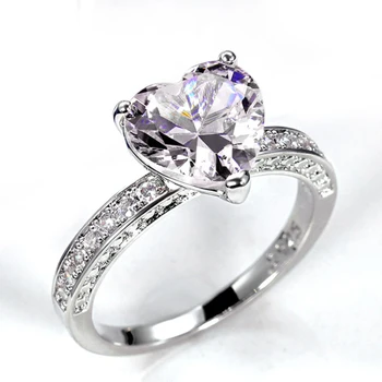 ZAKOL Aranyos/Romantikus, Szív Alakú Gyűrű Cirkónia Zenekarok Luxus Rózsaszín Kő Menyasszonyi Esküvői Ékszerek, Gyűrűk, a Nők ZPR49