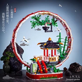 1108pcs+ Jiangnan Kert építőkövei Kínai Stílusú Közgyűlés Tégla Gyűjtemény Játékok Haza Díszes Díszek A Fény