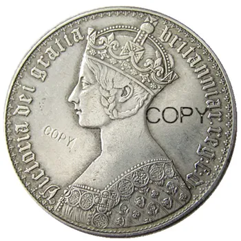 VI. (01), NAGY-BRITANNIA Victoria 1847 AR Gótikus 1 Korona Ezüst Bevonatú Másolás Érme