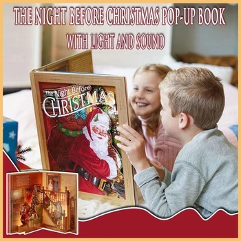 Karácsonyi Pop-Up Könyv a Fény, a Hang, a Karácsony előtti Este Karácsonyi Dekoráció újévi Ajándékokat a Gyermekek számára Gyerekek