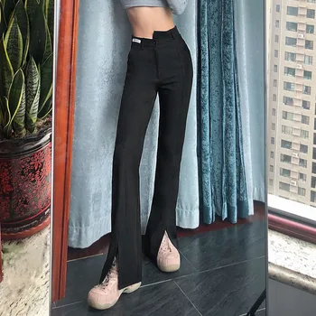 Sylcue Nyár Utca hipszter nehéz menő lány szabálytalan magas, illetve alacsony derék super show láb hosszú szabadidő nadrág lábak szét női