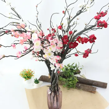 Mesterséges Virágot Virágzik a cseresznye Szilva műanyag, fa, ág, Esküvői Dekoráció DIY Otthon Kert Karácsonyi Dekoráció Kínai stílus