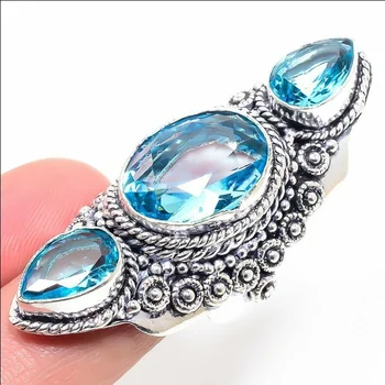 ANGLANG Divat a Nők Eljegyzési Gyűrűk AAAAA Kék Cirkónia Javaslat Gyűrűk Barátnője Jól Évforduló Ajándék