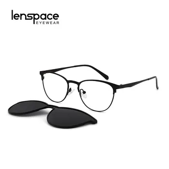 Lenspace Polarizált Kerek Napszemüveg Férfi Mágneses videó Szemüveg TR90 Optikai Kapható Tartozékok a férfiak Szemüveg Keretek