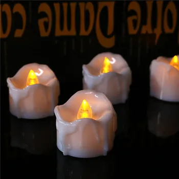 4 db Villogó Sárga fény velas decorativas,Flameless Meleg fehér vezető drótot anniversaire,Akkumulátor szerepel, Születésnap