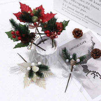 Karácsonyi Dekoráció művirágok Navidad Díszek, Piros Bogyó, a Tűlevelek Esküvői Dekoráció DIY házi Új Év Növények Ajándék