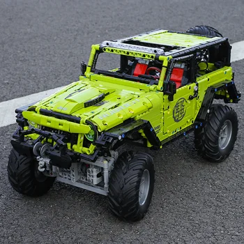 High-Tech Jeepped Wranglers Rubicon Moc SUV Zöld 6x6 Autó Modell építőkövei Off-Road RC Jármű Motor Tégla Játékok, Karácsonyi Ajándékok,