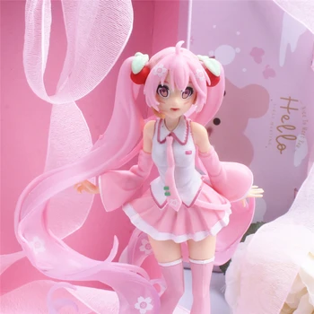 Japán Anime 14.5 cm aranyos Rózsaszín Sakura szellem PVC akciófigurák aranyos lányok Modell lakberendezés Gyűjtése játék karácsonyi ajándék