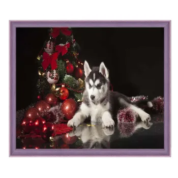 5D Diy Gyémánt Festmény Karácsonyi Husky kutya Dekoráció Teljes Négyzet, Kör Mozaik Gyakorlat Gyöngyös Hímzett állati aranyos kisállat