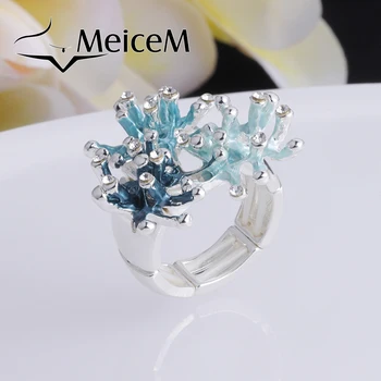 MeiceM Divat Cirkon Zománc Korall Gyűrű Kialakulása Állítható Gyűrű a Nők 2021 Új Design Dísz, Ékszerek, Divatos Alufelni Gyűrűk
