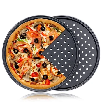 2 Csomag 11 Inch Személyes Perforált Pizza Edények Szén-Acél Nonstick Bevonattal, Könnyen tisztítható Pizza tepsi