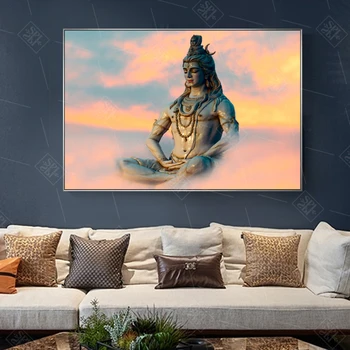 Shiva Úr Wall Art Poszterek, Nyomatok, Hindu Istenek Álló Vászon Festmény Hinduizmus Vallási Falikép Nappali Dekor