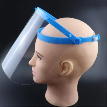 Anti-köd, valamint anti-csepp arc védelem átlátszó pet műanyag állítható gumiszalag nagy arc képernyő védő maszk