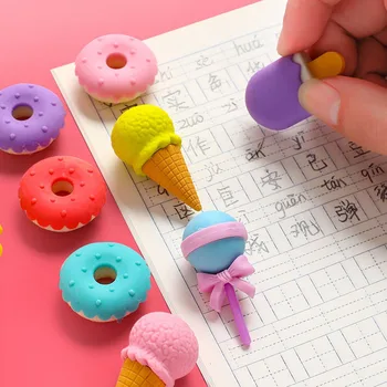1db Kawaii Fagyit Fánk Lollipop Levehető Gumi Radír Gyerekeknek Ajándék Korrekciós Eszköz Iskola Írószer, Kreatív Ajándék