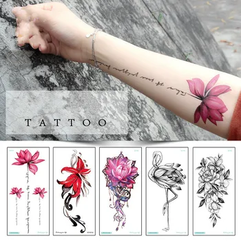 1 PC Divat a Nők Lány Ideiglenes Tetoválás Matrica Fekete Rózsa Design Teljes Virág Kar Body Art Nagy Nagy Kamu Tetoválás Matrica