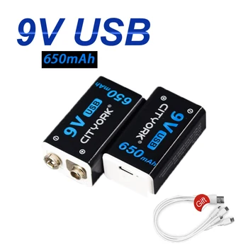 9 v-os Li-ion Újratölthető Akkumulátor 650mAh micro USB 6F22 9 Voltos li lítium-ion Akkumulátorok Mikrofon Játék Multiméter