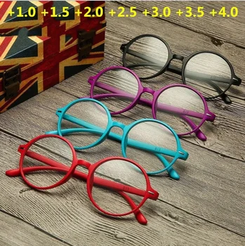 4 Szín Unisex Olvasó Szemüveg Nők Férfiak TR90 Ultrakönnyű Kerek Keret Távollátás Presbyopic Szemüveg +1.0 +1.5 +4.0
