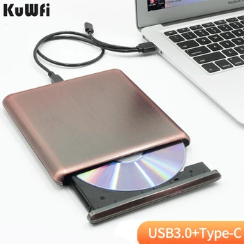 KuWFi USB3.0 C-Típusú Külső DVD-Meghajtó Rewriter Olvasó Író Író Hordozható DVD-RW-CD Optikai Meghajtó Játékos Laptop PC