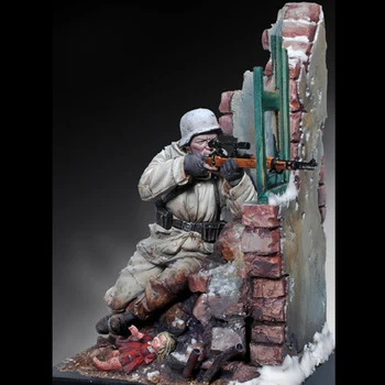 1/18 Mesterlövész 1944-Ben, A bázis, Gyanta Modell Katona GK, második világháború katonai téma, Összeszerelt, valamint festetlen készlet