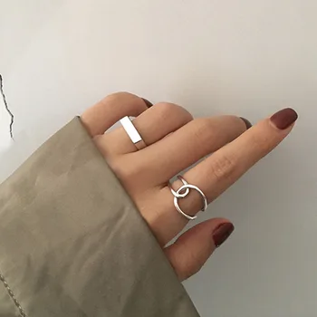 2020 Trendi Retro Ezüst Színű Nyitott Gyűrűk Kreatív Egyszerű Geometriai Kézzel készített Eljegyzési Gyűrű, Ékszerek, Ajándékok a Nők a Férfiak Pár