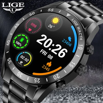 LIGE 2021 Új Intelligens Karóra Férfi Bluetooth Hívás Android iOS Telefon Sport Fitness Férfi Okos Óra IP67 Vízálló Smartwatch