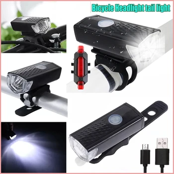 MTB Kerékpár Elöl Hátul, Hátsó Lámpa Kerékpár Biztonsági Figyelmeztető Lámpa Vízálló Kerékpár Lámpa Flashligh USB Újratölthető Kerékpár Lámpa