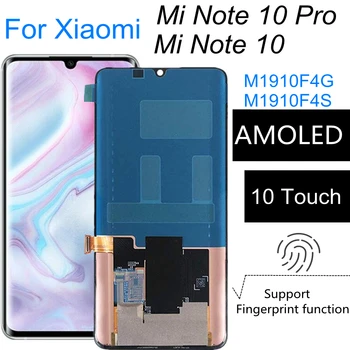 A XIAOMI MI Megjegyzés 10 M1910F4G LCD Kijelző AMOLED érintőképernyő Szerelvény Cseréje A Xiaomi Mi Note10 Pro M1910F4S LCD