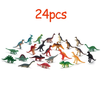 24pcs/set Mini Állat Modell Dinoszaurusz Világ Ábra Akció Játék Szett Rajzfilm Szimuláció Állat Műanyag Gyűjtemény Játék Gyerekeknek