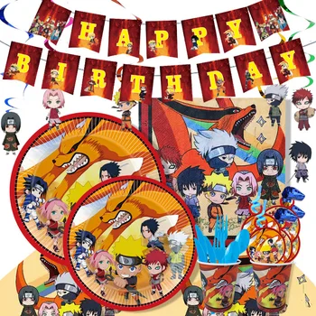 Party Dekoráció Halloween Naruto Gyerekek Szülinapi Parti Dekoráció, Kellékek, Papír Tálca Szalma Asztalterítő Papír Kupa HolidayDIY