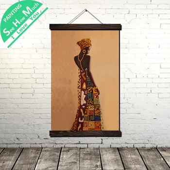 Afrikai Nő Művészeti Lapozzunk Festés Vászon Vintage Poszter Nyomtatás Wall Art Képek Nappali Szobás Parasztház Dekoráció